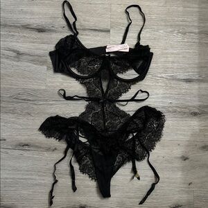 Victoria Secret Black lace lingerie size XL
